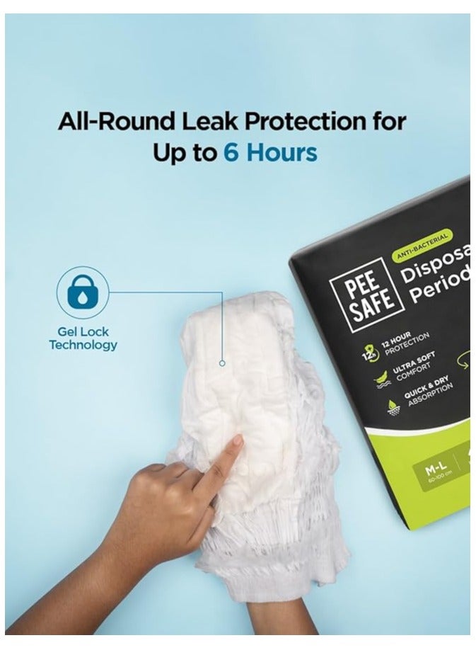 بيساف بي سيف سراويل نسائية لاستخدام مرة واحدة، مقاومة للتسرب، سراويل داخلية للدورة الشهرية لتدفق الدم الغزير، سهلة الارتداء توفر حماية 360 درجة، راحة طوال الليل، خالية من السموم ولا تسبب حساسية، مقاس وسط الى كبير، 4 كلوتات  - عبوات من 2 - Image 2