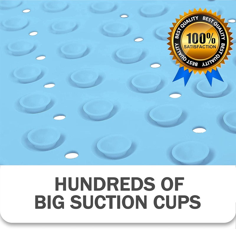 GVTECH Non-Slip Bath Mat with Suction Cups, 100x40cm/40x16in Extra Long Bathtub Mats | Anti-Mould, Machine-Washable, Latex-Free | Shower Mat Ideal for Elderly & Children (Blue) - Image 5