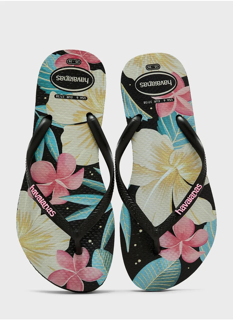 havaianas Slim Floral Flip Flops