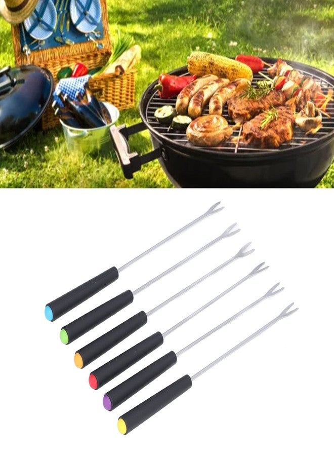 Chazcool 6PCS Stainless Steel Fondue Forks, Fondue Sticks, Smore Sticks with Heatproof Handle for Chocolate Fountain Cheese Roast Marshmallows Dessert Fruits - Image 3