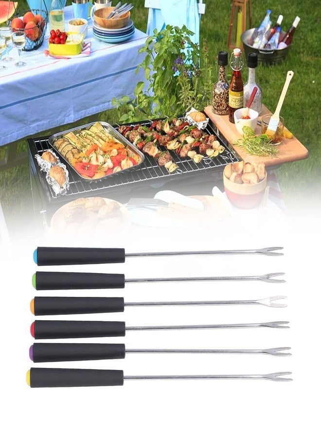 Chazcool 6PCS Stainless Steel Fondue Forks, Fondue Sticks, Smore Sticks with Heatproof Handle for Chocolate Fountain Cheese Roast Marshmallows Dessert Fruits - Image 2