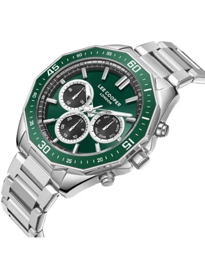 Lee Cooper LEE COOPER Men's VX9JE1 Movement Watch, Multi Function Display and Metal Strap - LC08021.370, Green