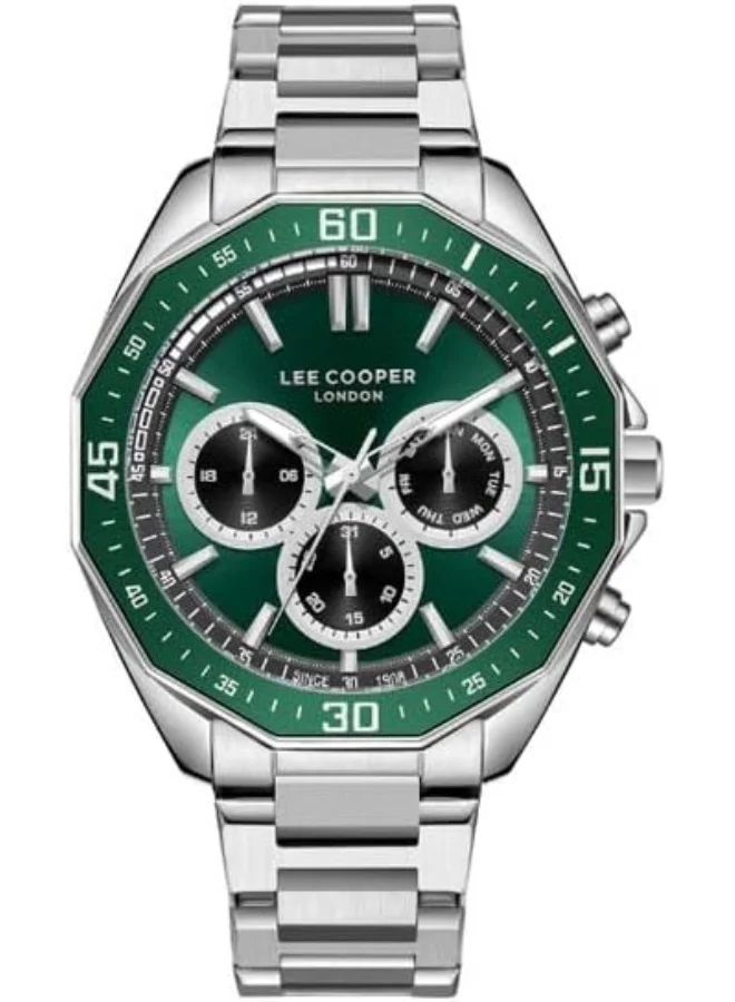 Lee Cooper LEE COOPER Men's VX9JE1 Movement Watch, Multi Function Display and Metal Strap - LC08021.370, Green