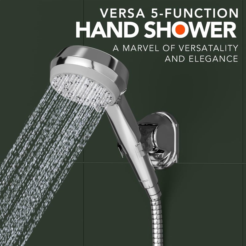 Lorazzo Versa 5Function Hand Shower for Bathroom 5Mode Water Flow Complete Set with 15 meter SS 304 Hose Pipe and Wall Hook 1Year Lorazzo Limited Warranty - Image 2