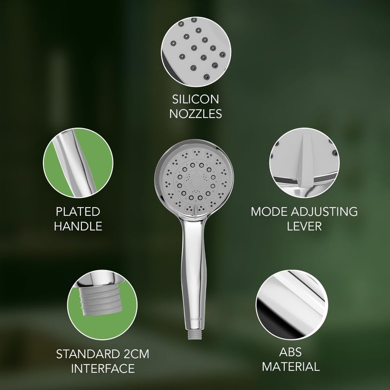 Lorazzo Versa 5Function Hand Shower for Bathroom 5Mode Water Flow Complete Set with 15 meter SS 304 Hose Pipe and Wall Hook 1Year Lorazzo Limited Warranty - Image 4