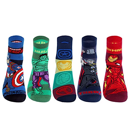 Supersox Cotton Disney Character Ankle Length Socks Collection For Men Pack Of 5 (Free Size) (Disney Avenger Style 3), Multicolour - Image 1