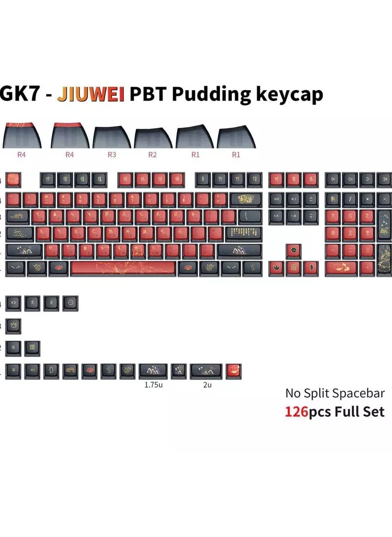 GK7 PBT Translucent Keycaps Compatible with 60%/65%/75%/80%/96%/100% Keyboard Layout (Nine Tailed Fox)