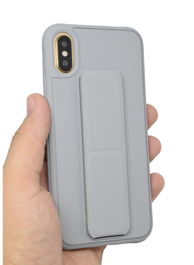 BORTONY iPhone X/XS Case Silicone Camera Protected Shockproof With Finger Grip Stand Cover  - Image 1