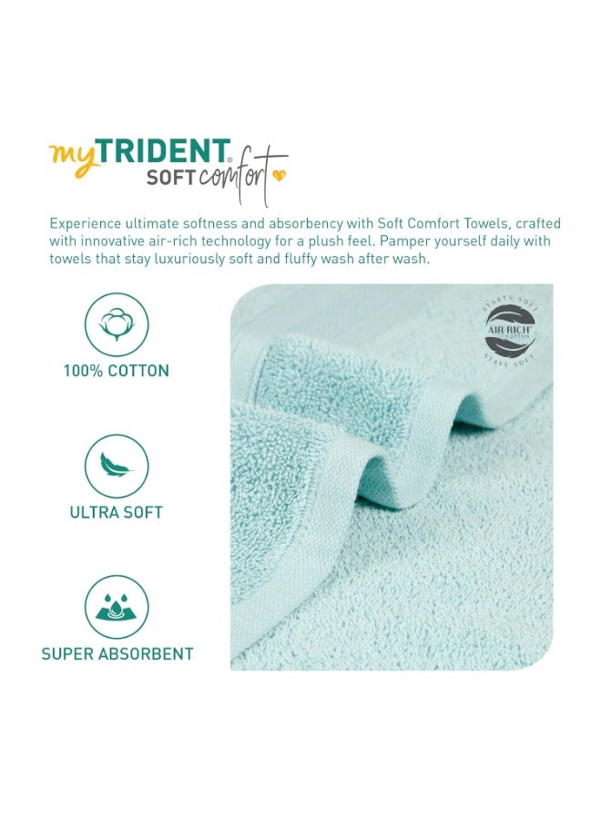 ترايدنت مناشف ترايدنت الناعمة المريحة الغنية بالهواء من القطن بنسبة 100% للحمام، مناشف حمام كبيرة الحجم 500 جرام لكل متر مربع للرجال/النساء، منشفة حمام قطعة واحدة (69 سم × 137 سم)، أزرق نايل - Image 3