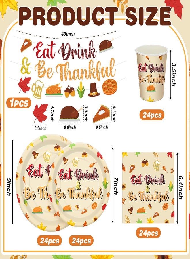 Pickmesh مجموعة أدوات المائدة Pickmesh Friendsgiving، 97 قطعة، لوازم حفلات عيد الشكر، تكفي 24 شخصًا، بما في ذلك أطباق وأكواب ومناديل لافتة لحفلات الأصدقاء. - Image 2