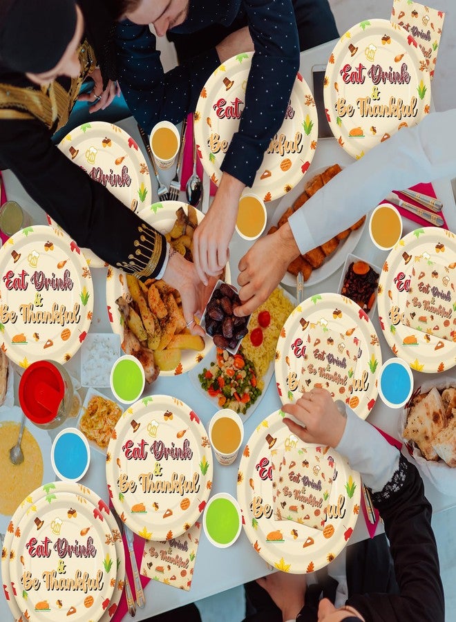 Pickmesh مجموعة أدوات المائدة Pickmesh Friendsgiving، 97 قطعة، لوازم حفلات عيد الشكر، تكفي 24 شخصًا، بما في ذلك أطباق وأكواب ومناديل لافتة لحفلات الأصدقاء. - Image 5