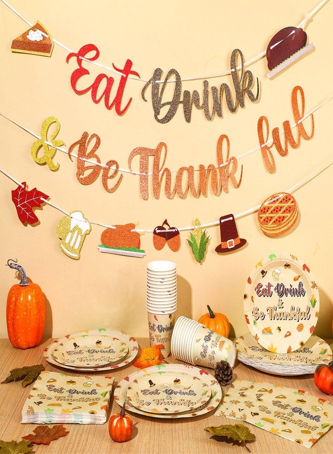 Pickmesh مجموعة أدوات المائدة Pickmesh Friendsgiving، 97 قطعة، لوازم حفلات عيد الشكر، تكفي 24 شخصًا، بما في ذلك أطباق وأكواب ومناديل لافتة لحفلات الأصدقاء. - Image 4