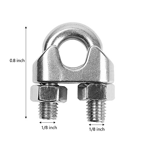 TOPZEA 30 Pcs M3 Stainless Steel Wire Rope Cable Clip Clamps, 1/8 Inch Wire Rope Clip, U Bolt Saddle Fastener - Image 2