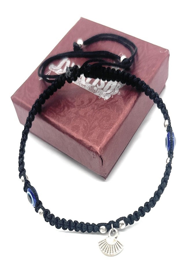 Jyokrish Handmade Adjustable Simple Black Silk Thread hanging Chinese Fan evil eye anklet For Women | girls | Nazariya |Payal | Nazar Battu |Free Size |Pair of 1 - Image 4