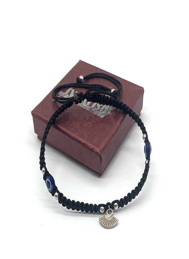 Jyokrish Handmade Adjustable Simple Black Silk Thread hanging Chinese Fan evil eye anklet For Women | girls | Nazariya |Payal | Nazar Battu |Free Size |Pair of 1 - Image 5
