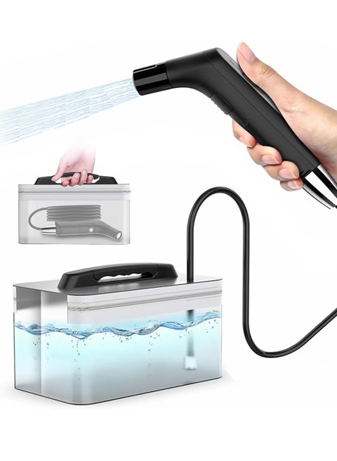 Portable Electric Rechargeable Handheld Bidet Sprayer - 2.3L Travel Bidet for Personal Hygiene, Postpartum & Baby Care with Strong/Soft Pressure Options - Ideal for Toilet, Bathroom, RV, Camping & Outdoor Use (Black)