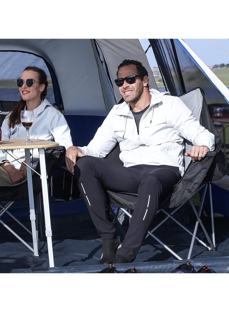 كينغ كامب كينج كامب كرسي تخييم كبير الحجم محمول للاستخدام في الهواء الطلق، كرسي متين كبير للغاية بتصميم صحن قمر قابل للطي للبالغين يدعم وزن 136 كجم مع شنطة تبريد للرياضة والمهرجانات والعشب - Image 2