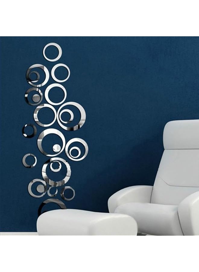erorex Set Of 24Pcs Wall Sticker Decal Murals Mirrors Circular Ring 3D Mirror Wall Stickers Removable Diy Mirror Wall Sticker For Home Bedroom Background Decor Circular Ring - Image 2