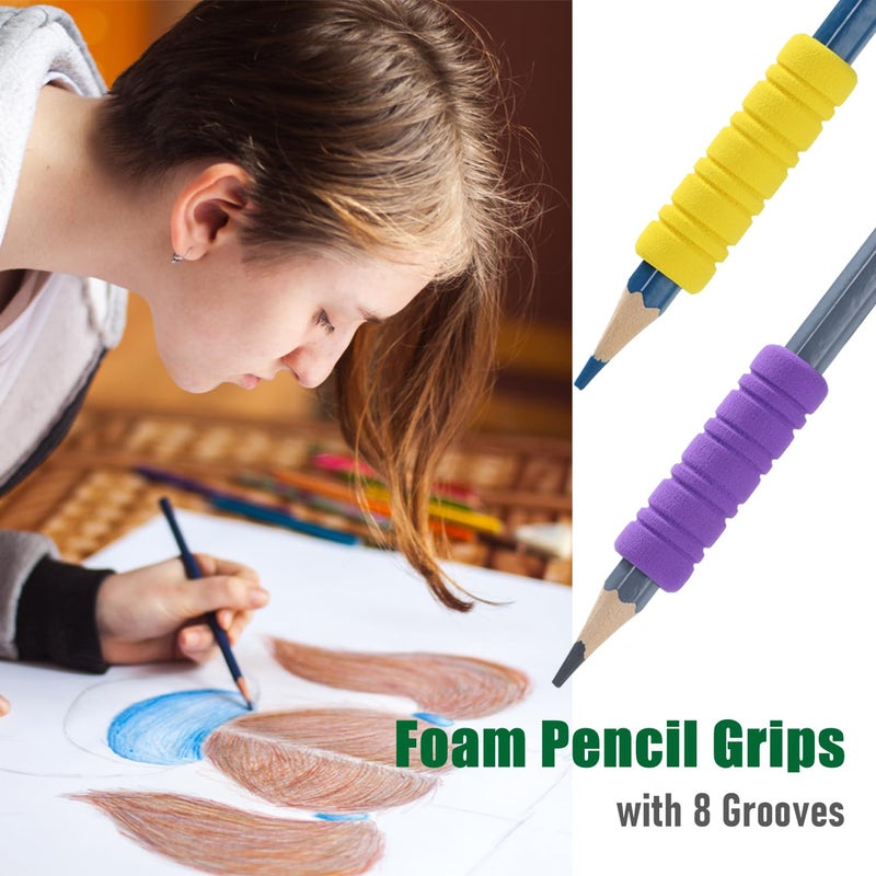 OSteed 50 Pcs Pencil Grips for Kids and Adults Handwriting, Comfort Pencil Grippers for Writing Aid, Mechanical Pencil Holder Cushion with 8 Grooves, Foam Finger Grips, 10 Colors - Image 4