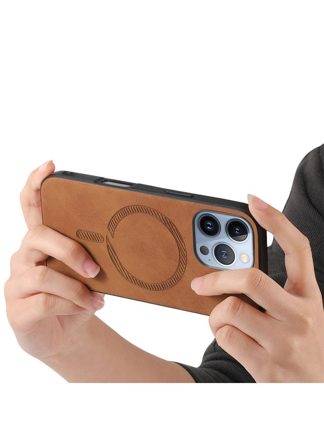 S-TOP Case For iPhone 16 Pro Max Solid Color Retro Magsafe PU Back Cover Phone Case - Image 4