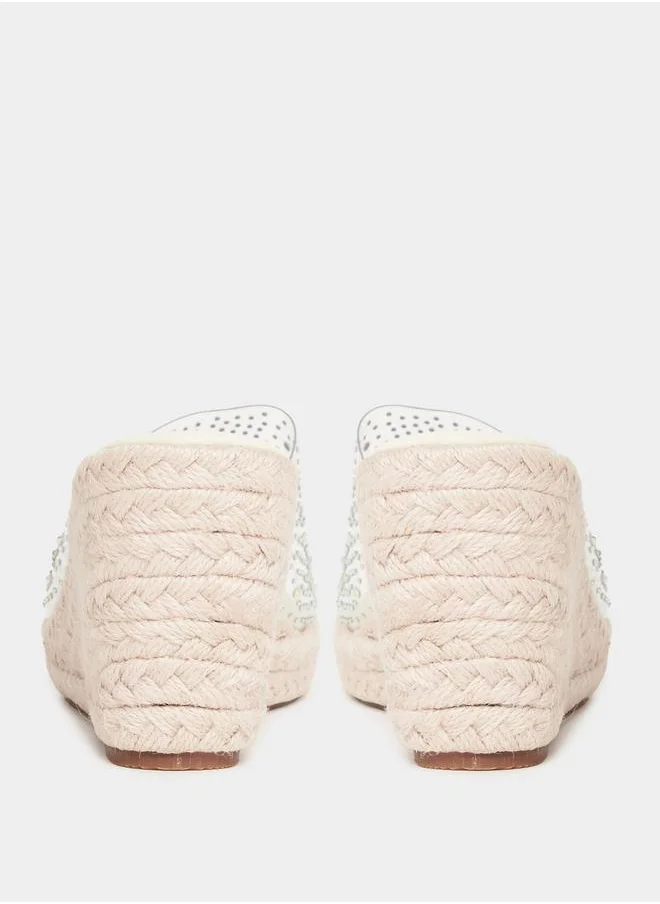 Styli Embellished Open Toe Wedge Sandals