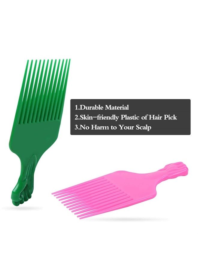 Hair Pick Comb, Fist Hair Picks for Afro Hair, Plastic 6.5 inch Afro Picks for Women and Men, Lift Hair Pick for Curly Hair, Rainbow Set (6 PCS)