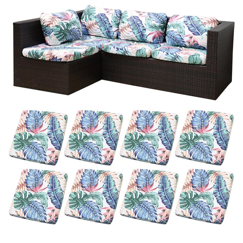 MRGSDL 8Pcs Patio Cushion Covers,Outdoor Cushions Covers,Stretch Cushion Covers Replacement, Washable and Reusable Furniture Protectors(Tropical Flair) - Image 1