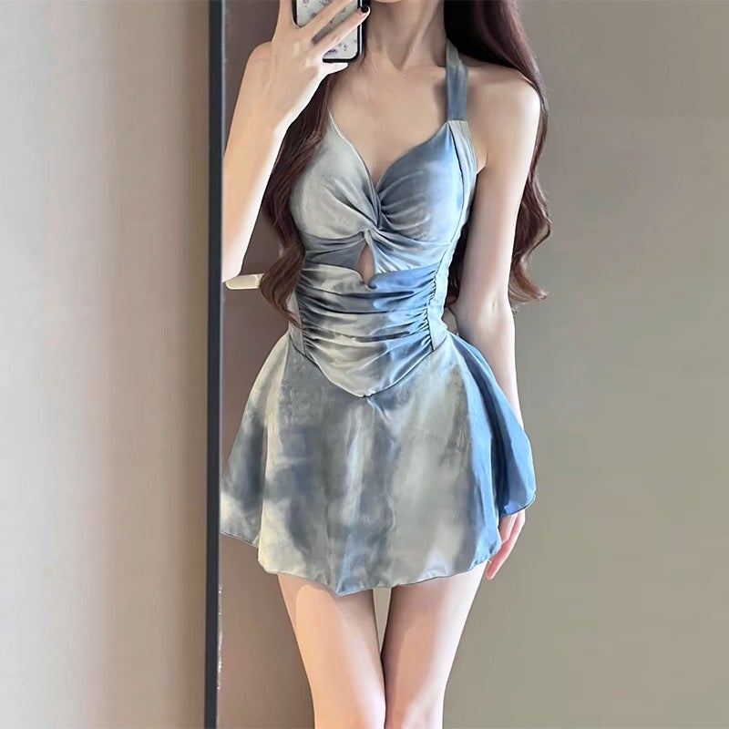 2026 New Style Hot Spring Swimsuit for Women, One-Piece, Conservative, Slimming, Tummy-Covering, Korean Sexy Plus-Size Skirt-Style Swimwear - Image 2