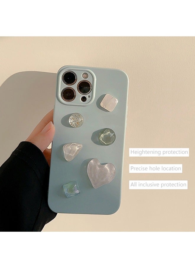 غطاء الهاتف لآيفون 15 برو ماكس، تصميم إبداعي أنيق للغاية، مصنوع يدويا نقيا، جواهر 3D حافظة الهاتف للنساء أخضر نعناعي - Image 3