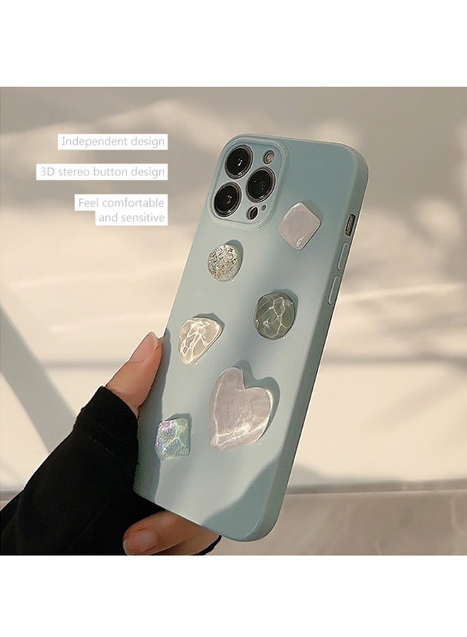 غطاء الهاتف لآيفون 15 برو ماكس، تصميم إبداعي أنيق للغاية، مصنوع يدويا نقيا، جواهر 3D حافظة الهاتف للنساء أخضر نعناعي - Image 4