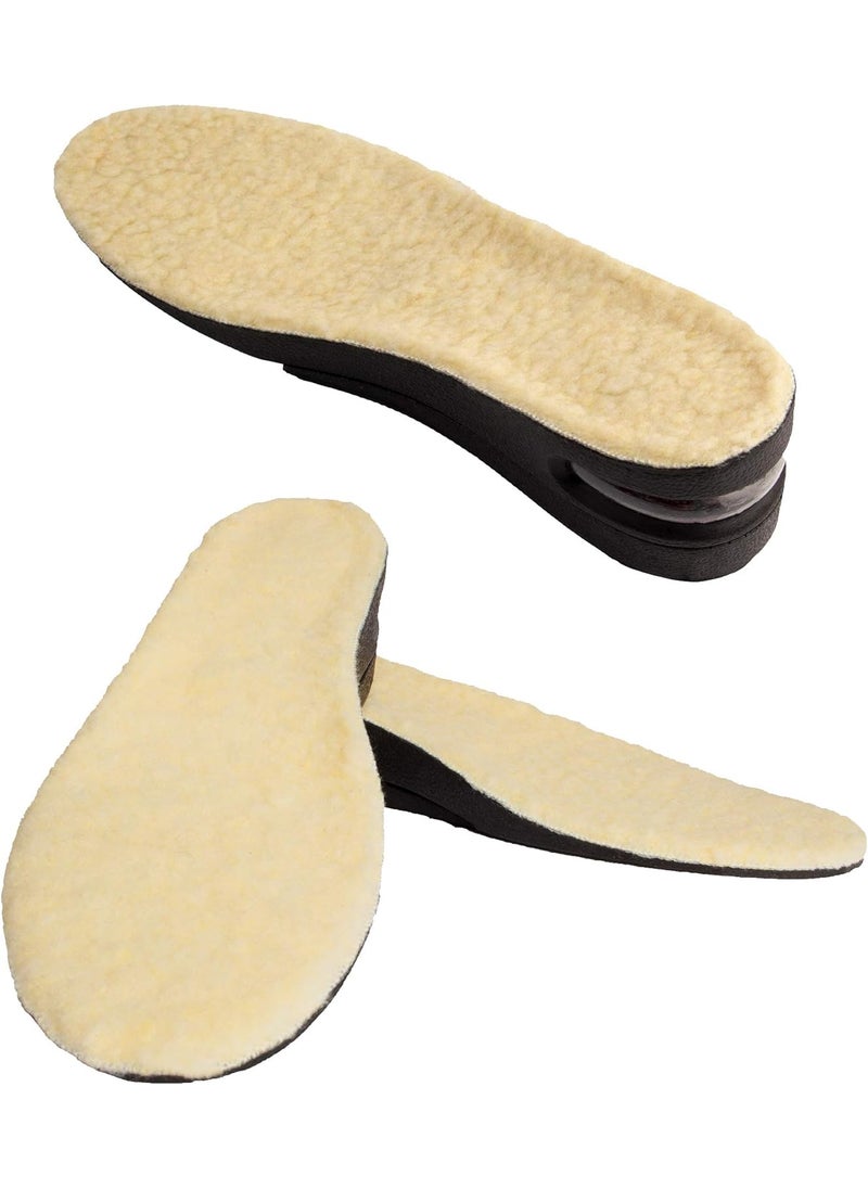 FOOTINSOLE.COM Height Increase Insoles with Fur and Air Cushion - 2" Shoe Lifts - Heel Lift (US Men's 7-9.5) Beige 