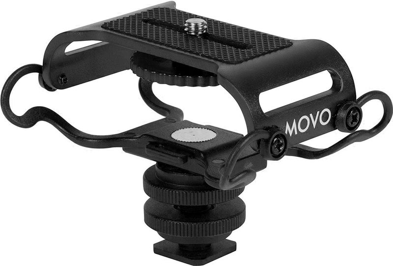Movo SMM5-B Universal Microphone and Portable Recorder Shock Mount - Fits the Zoom H1n, H2n, H4n, H5, H6, Tascam DR-40x, DR-05x, DR-07x and others with a 1/4" Mounting Screw (Black) - Image 1