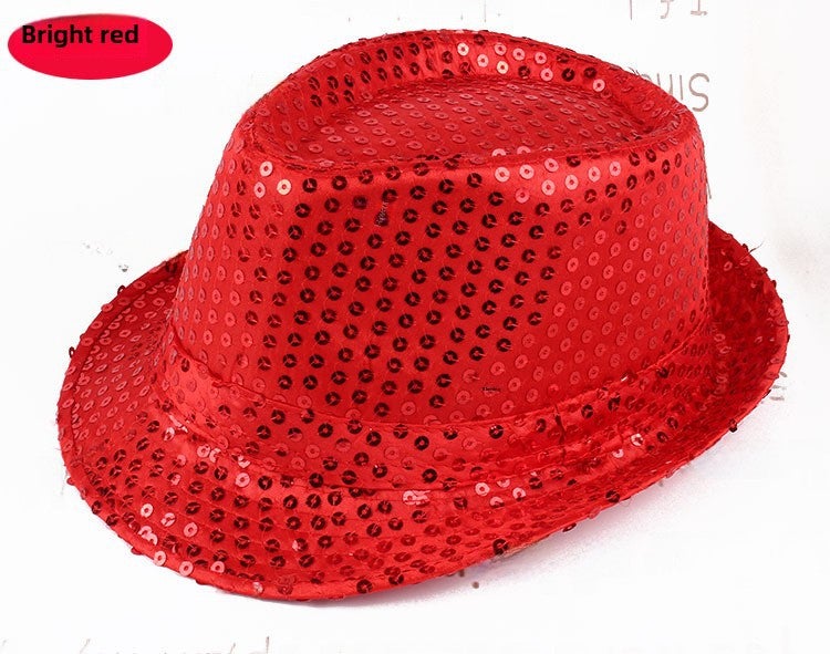 Kids Jazz Glitter Performance Top Hats Red