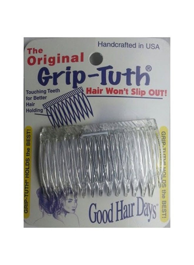 Good Hair Days Grip-Tuth Combs - Set Of 2 Hair Side Combs - Hair Combs For All Types Of Hair - Decorative & Hair Styling Women Accessories  (Clear, 2 ¾ ″ Wide)
