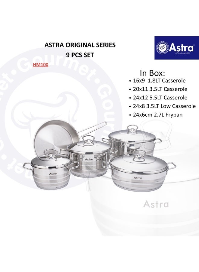 ASTRA 9 Piece 18/10 Stainless Steel Cookware Set Triplex Heavy Capsule Bottom Induction Compatible Made in Türkiye - Image 3