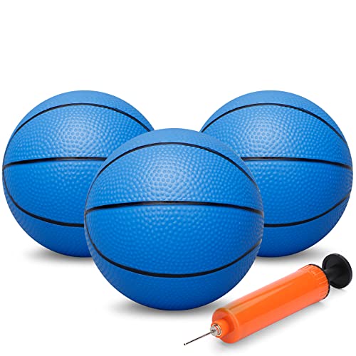 Amarlozn Mini Basketball for Mini Basketball Hoop 6 Replacement Ball for Over The Door Hoop Little PVC Basketballs for Kids Toddler Beach Indoor Outdoor Pool Sport Game Gift Blue 3 PCS - Image 1