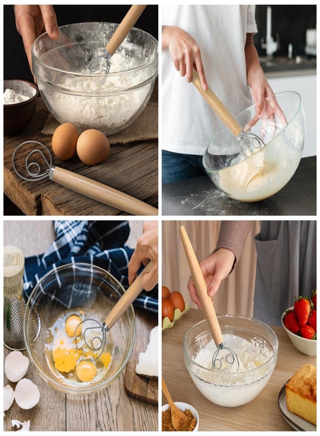 O'Creme Danish Dough Whisk - Two Eye Stainless Steel Bread Mixer with Wooden Handle - Sourdough Whisk for Baking Dough, Pizza, Pastries - Food-Grade, Dishwasher Safe - Image 5