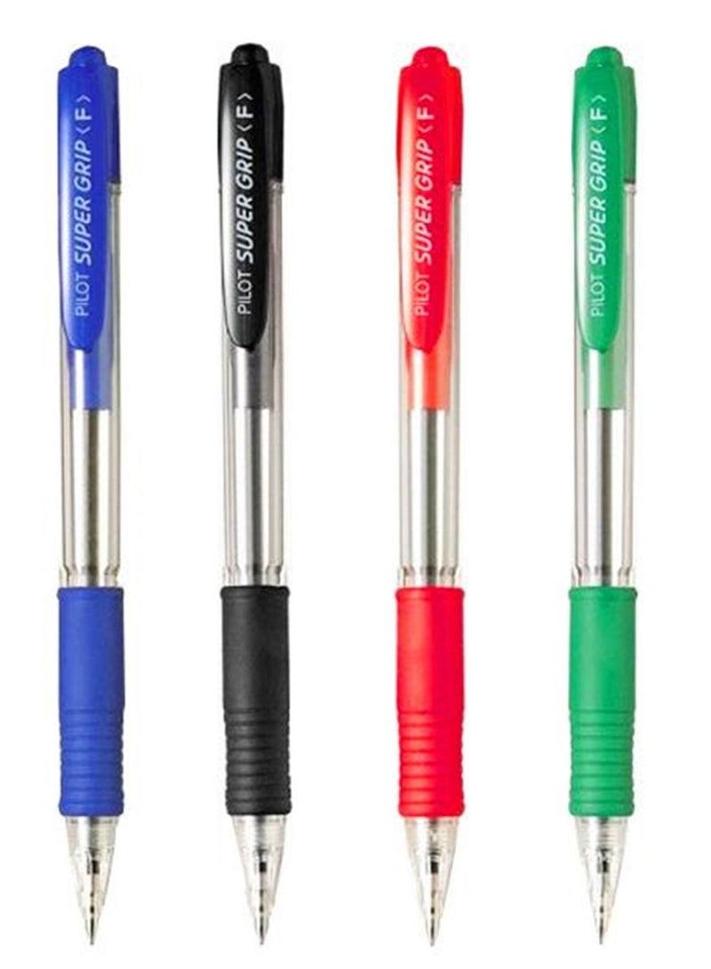 PILOT قلم حبر جاف قابل للسحب 4 قطع مع قبضة ممتازة، طرف رفيع، متعدد الألوان - Image 1