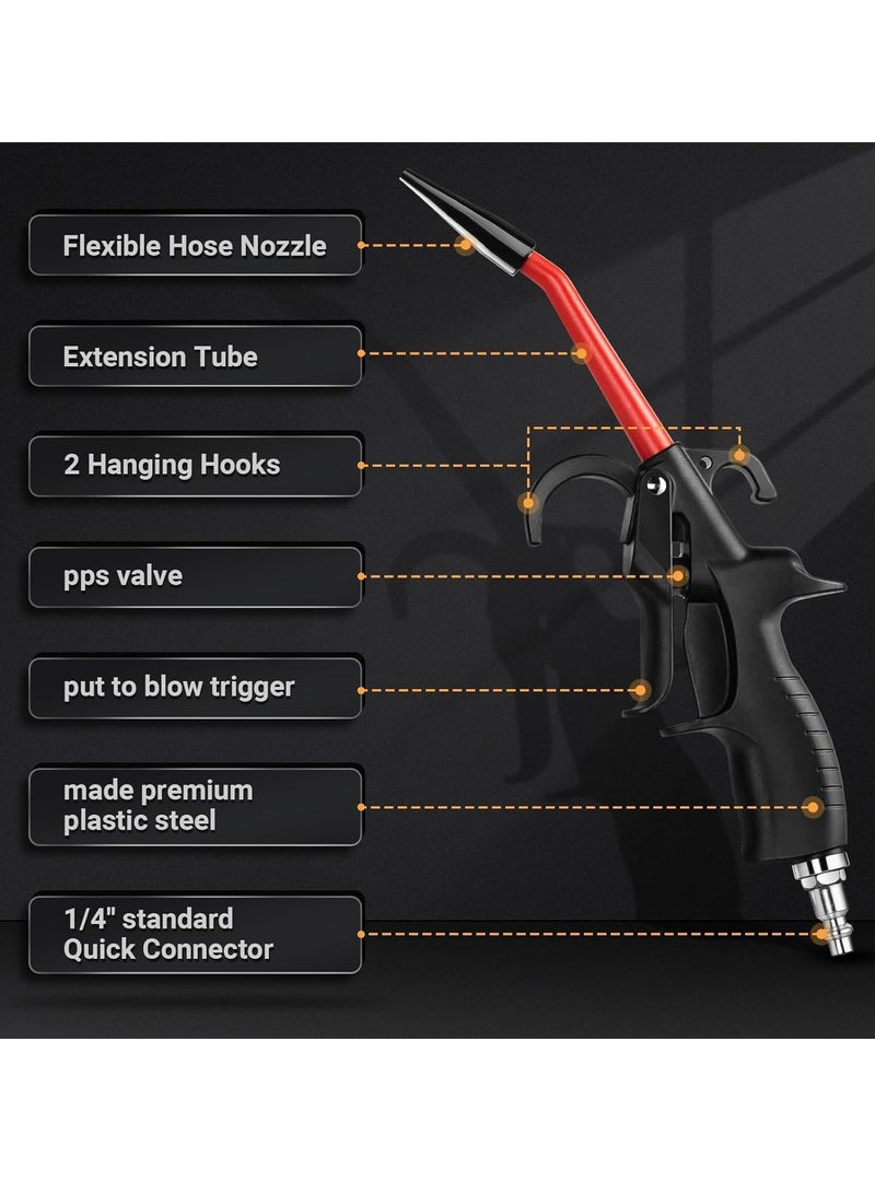 Zikra Air Blow tool 290 Max PSI Air Blower for Compressor, 1/4" Air Inlet Air Nozzle Blow tool Air Flow Trigger, with Rubber Tip Adapt to Air Compressors for Car Clean Care Detail Dust Removal - Image 2