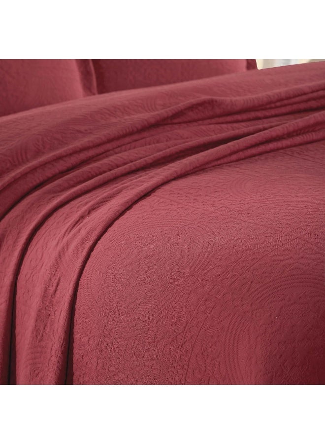 Superior Superior Cotton Fleur De Lis Bedspread Set Warm Blankets AllSeason Bedding Bedroom Decor Decorative Boho Medallion Coverlet Includes 1 Bedspread 1 Pillow Sham Twin Garnet  - Image 2