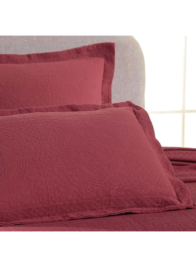 Superior Superior Cotton Fleur De Lis Bedspread Set Warm Blankets AllSeason Bedding Bedroom Decor Decorative Boho Medallion Coverlet Includes 1 Bedspread 1 Pillow Sham Twin Garnet  - Image 3