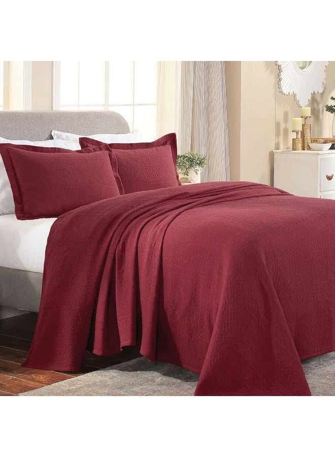 Superior Superior Cotton Fleur De Lis Bedspread Set Warm Blankets AllSeason Bedding Bedroom Decor Decorative Boho Medallion Coverlet Includes 1 Bedspread 1 Pillow Sham Twin Garnet  - Image 4
