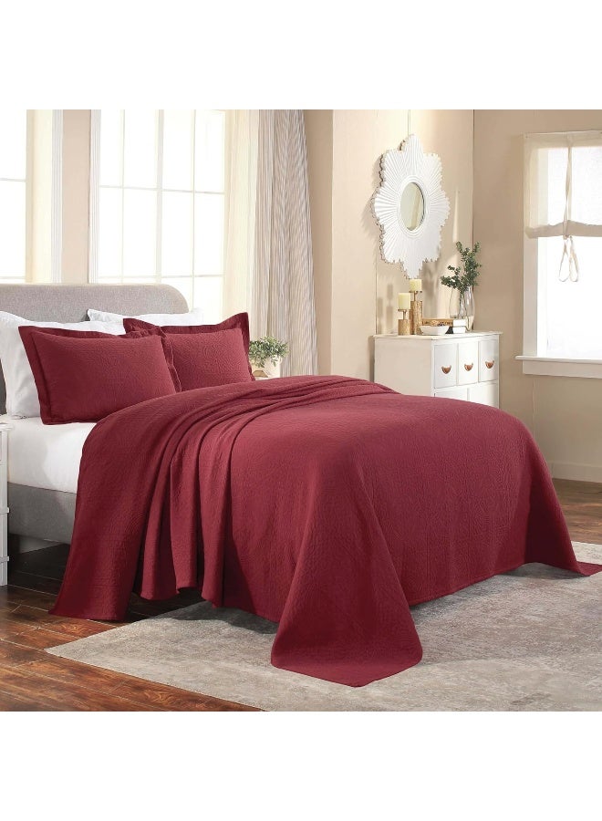 Superior Superior Cotton Fleur De Lis Bedspread Set Warm Blankets AllSeason Bedding Bedroom Decor Decorative Boho Medallion Coverlet Includes 1 Bedspread 1 Pillow Sham Twin Garnet  - Image 5
