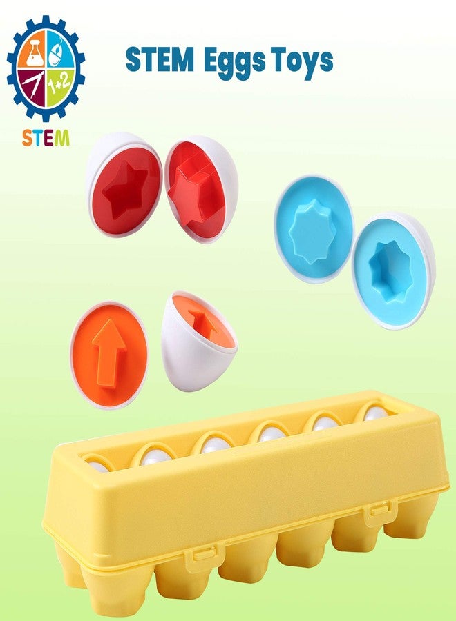 Dimple 2 Sets of Fun Egg Matching Toy - 24 PCS STEM Easter Eggs, Shape & Color Recognition Puzzle, Educational Sorting Toy for Kids & Toddlers, Plastic Fillable Eggs, Learning Toys - Image 5