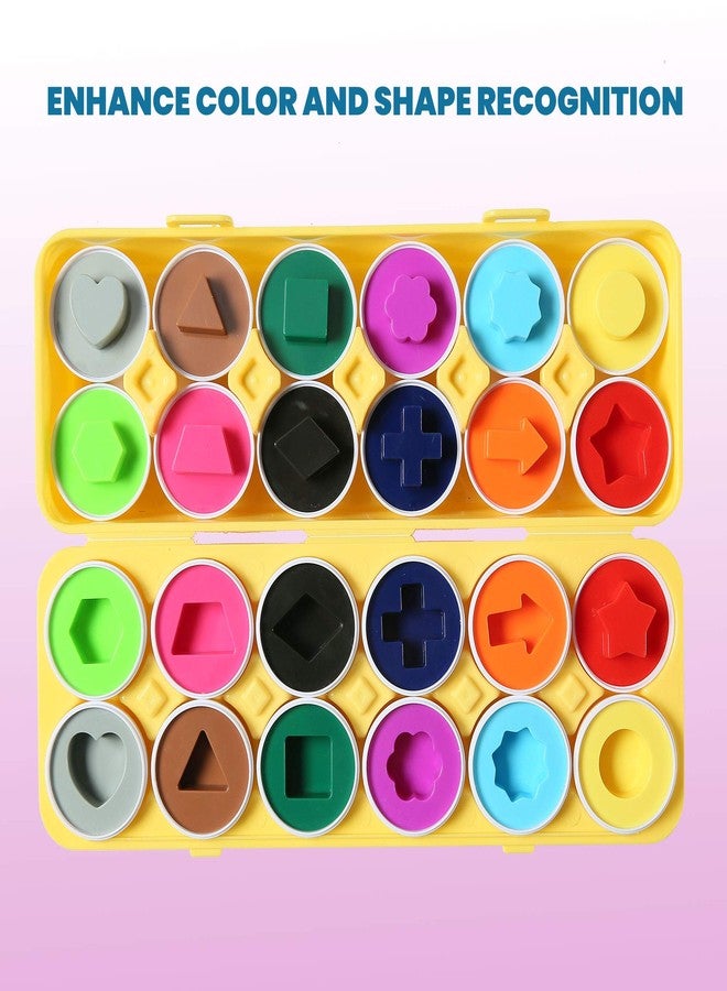 Dimple 2 Sets of Fun Egg Matching Toy - 24 PCS STEM Easter Eggs, Shape & Color Recognition Puzzle, Educational Sorting Toy for Kids & Toddlers, Plastic Fillable Eggs, Learning Toys - Image 3