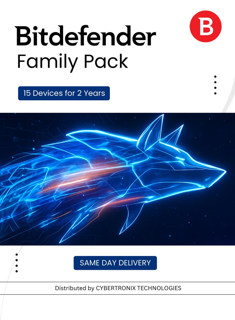 Bitdefender Family Pack | 15 Devices for 2 Years | Digital License | SAME DAY DELIVERY