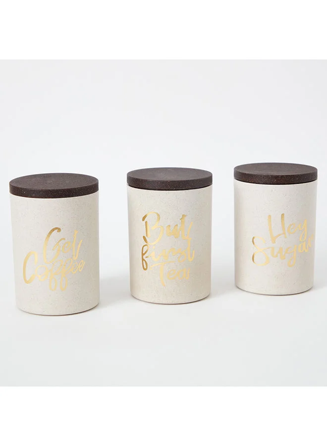 Home Box 3-Piece Bios Rice Husk Tea Coffee Sugar Jar Set 1000 Ml
