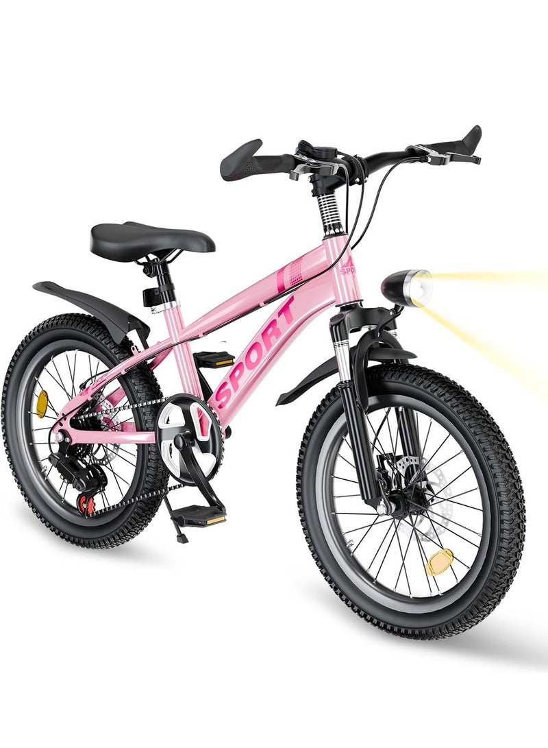 MaBaby Bicycle for Kids 18-20-22-24 Inch Dual Disc Brakes 7-Speed Gears, with Adjustable Seat and LED Headligh, Kids Mountain Bike for 5-12 Years Boys and Girls - Image 1