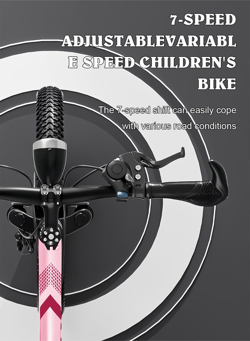MaBaby Bicycle for Kids 18-20-22-24 Inch Dual Disc Brakes 7-Speed Gears, with Adjustable Seat and LED Headligh, Kids Mountain Bike for 5-12 Years Boys and Girls - Image 4