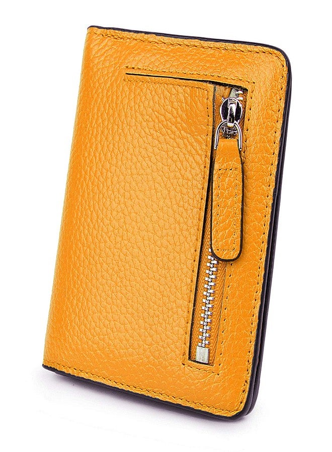 AINIMOER Small Leather Wallet for Women, Ladies Credit Card Holder RFID Blocking Women's Mini Bifold Pocket Purse, Yellow - Image 1
